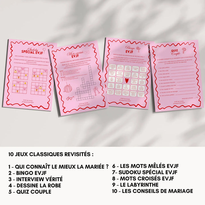 personnalise tes jeux evjf pour organiser un evjf fun et moderne sur le thème amour.