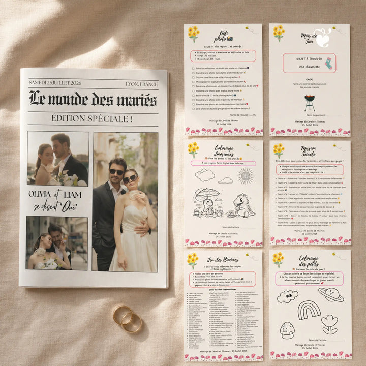 Pack Mariage Gazette + Jeux | Modèles Canva à personnaliser