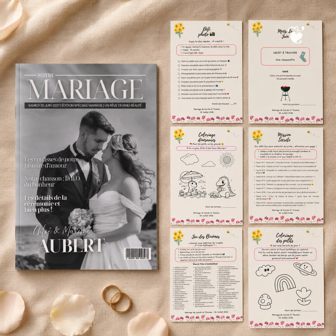 Pack Mariage Magazine + Jeux | Modèles Canva à personnaliser