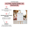 Charger l'image dans la visionneuse de la galerie, Plan de table mariage personnalisable – 3 étapes simples : achat, personnalisation sur Canva et impression professionnelle, panneau de mariage moderne.
