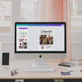 Charger et lire la vidéo dans la visionneuse de la galerie, Présentation vidéo de la Gazette EVJF montrant un écran d'ordinateur sur Canva et comment personnaliser sa gazette.
