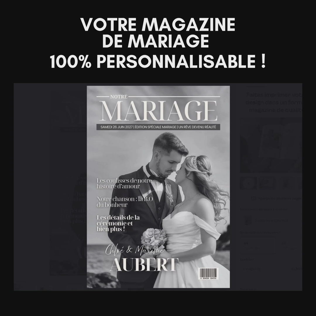 Vidéo des pages du magazine mariage personnalisé racontant l&