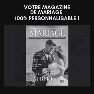 Vidéo des pages du magazine mariage personnalisé racontant l'histoire d'amour du couple et les détails du mariage.