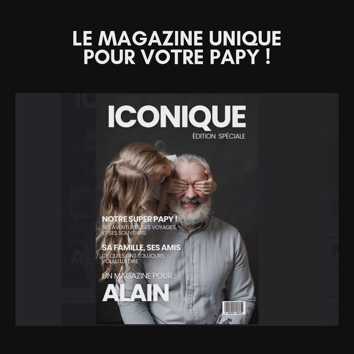 Magazine Personnalisé Papy | Modèle Canva à personnaliser