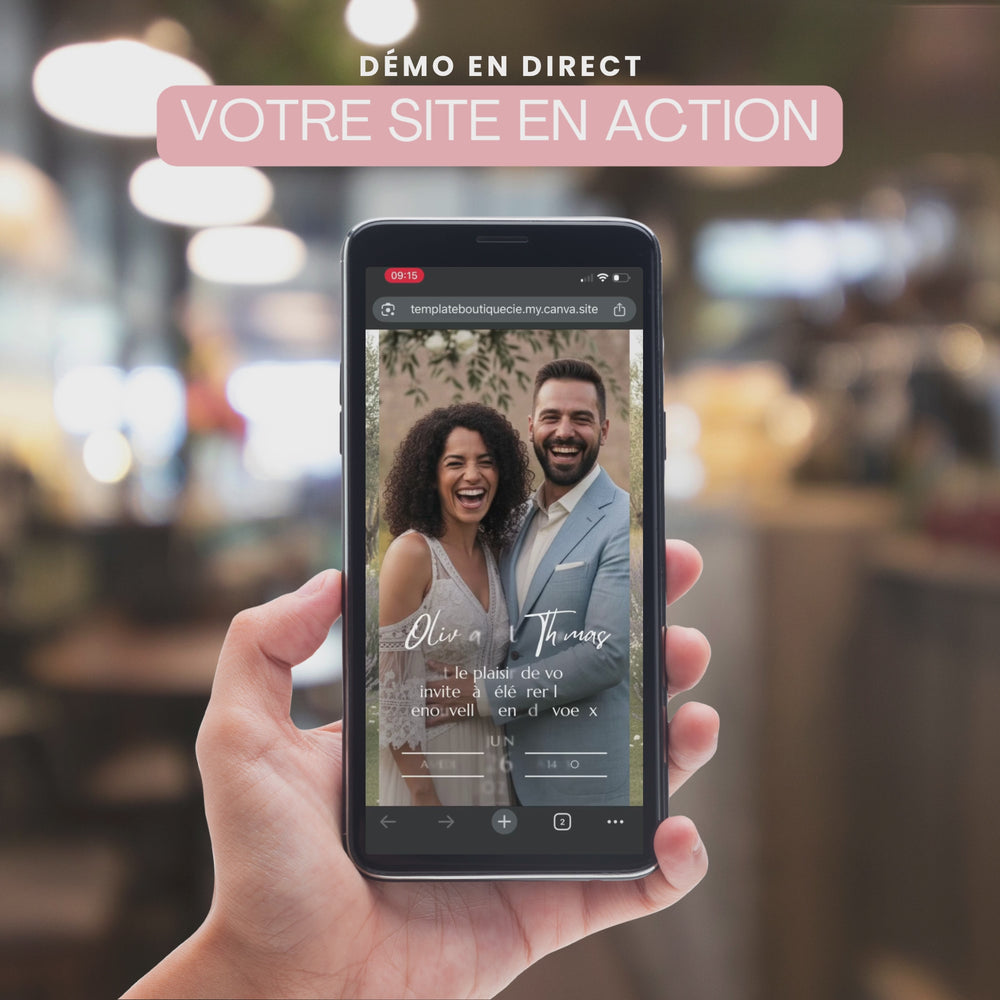 Démo vidéo du site invitation digitale pour renouvellement de voeux mariage.