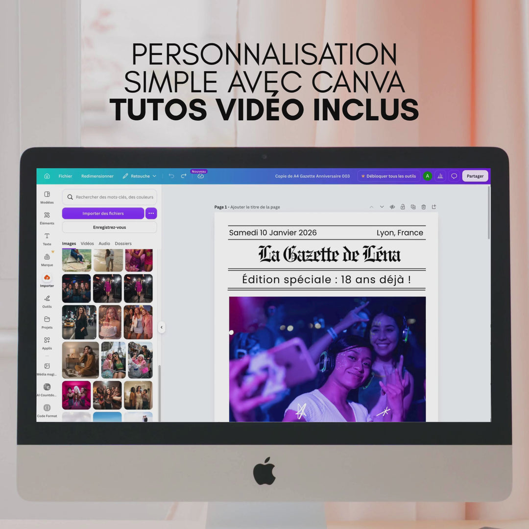 Vidéo montrant la personnalisation sur Canva d&