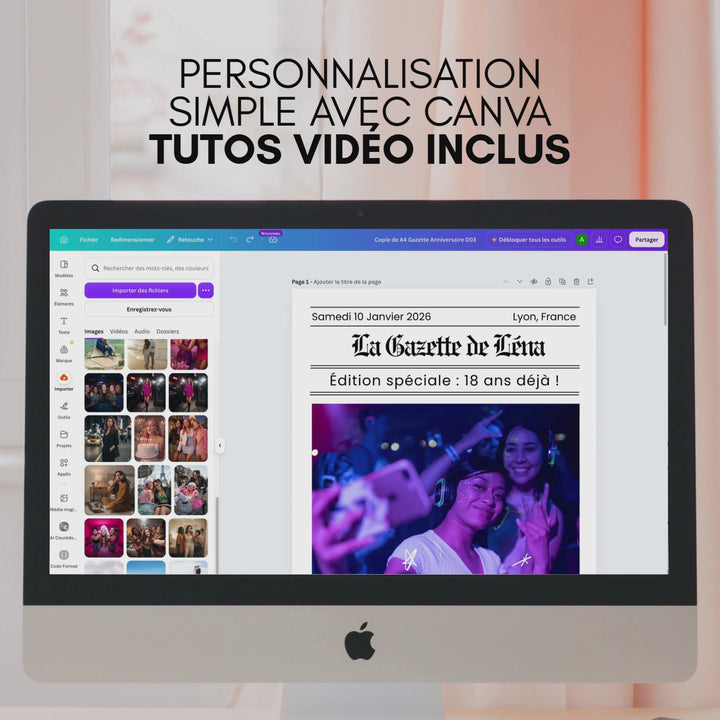 Vidéo montrant la personnalisation sur Canva d&