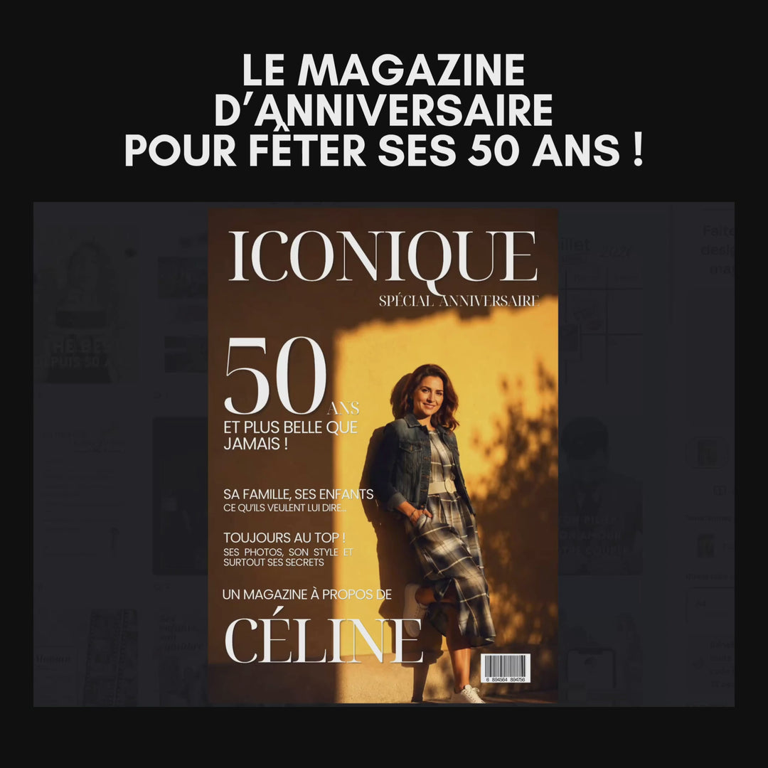 Magazine Personnalisé Anniversaire 50 ans | Modèle Canva à personnaliser