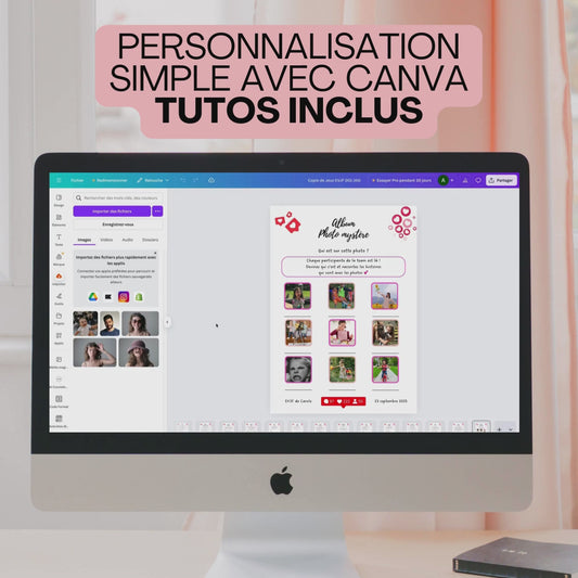 Vidéo montrant la modification de jeux EVJF personnalisés dans Canva.