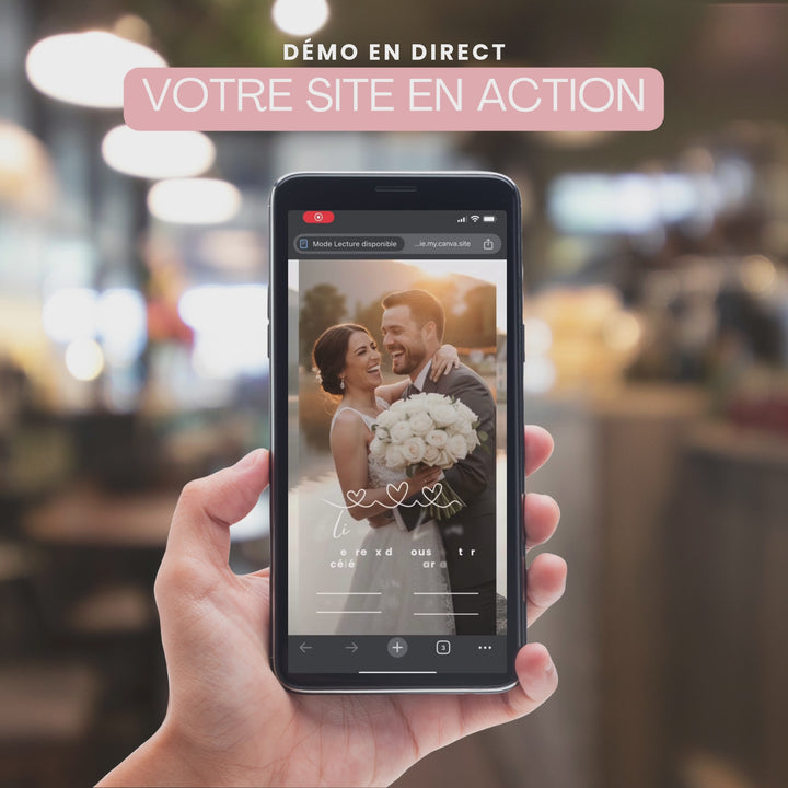Vidéo montrant une invitation digitale de mariage moderne et chic.