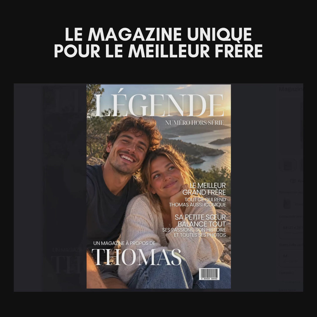 Vidéo montrant toutes les pages du modèle Canva du magazine personnalisé frère.