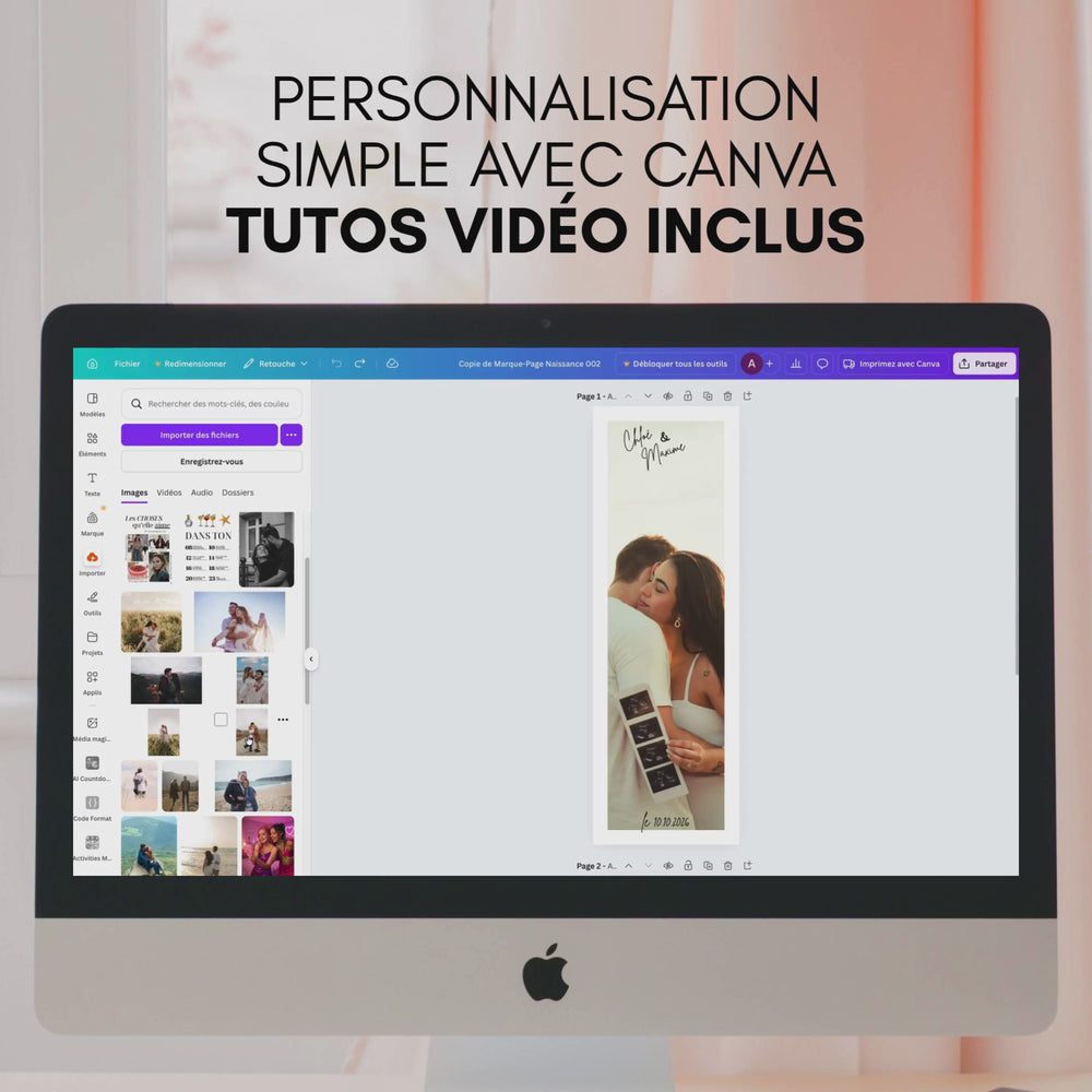 Vidéo montrant la personnalisation d'un modèle de marque-page.