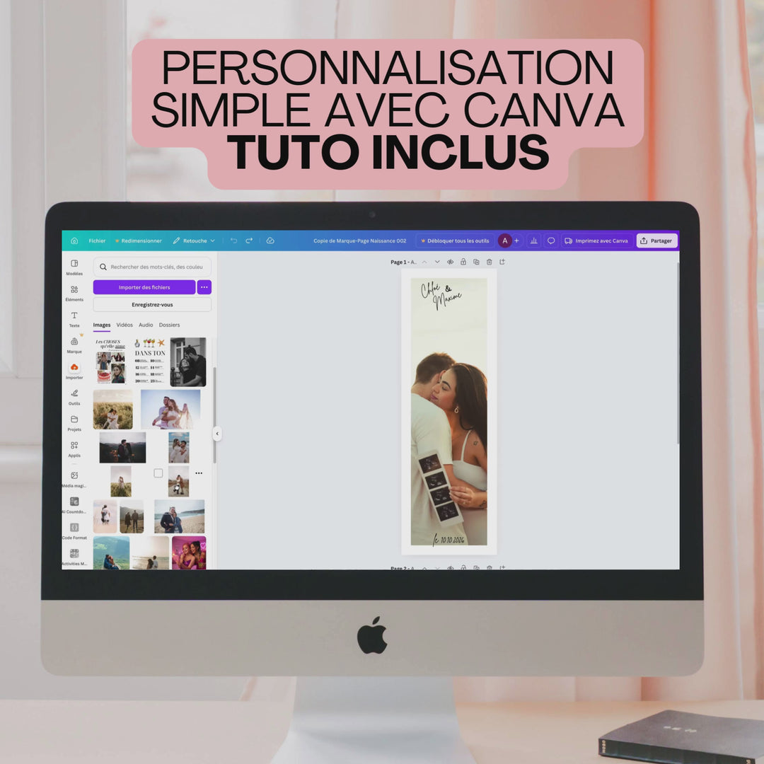 Vidéo montrant les personnalisations marque-page annonce grossesse.