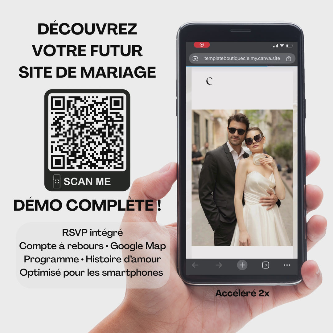 Vidéo d’invitation mariage originale personnalisable à envoyer au format vertical MP4.