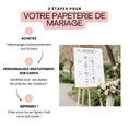 Charger l'image dans la visionneuse de la galerie, Programme de mariage à personnaliser sur Canva – modèle de planning de la journée en affichage grand format, modifiable avec vos textes, couleurs et polices avant impression.
