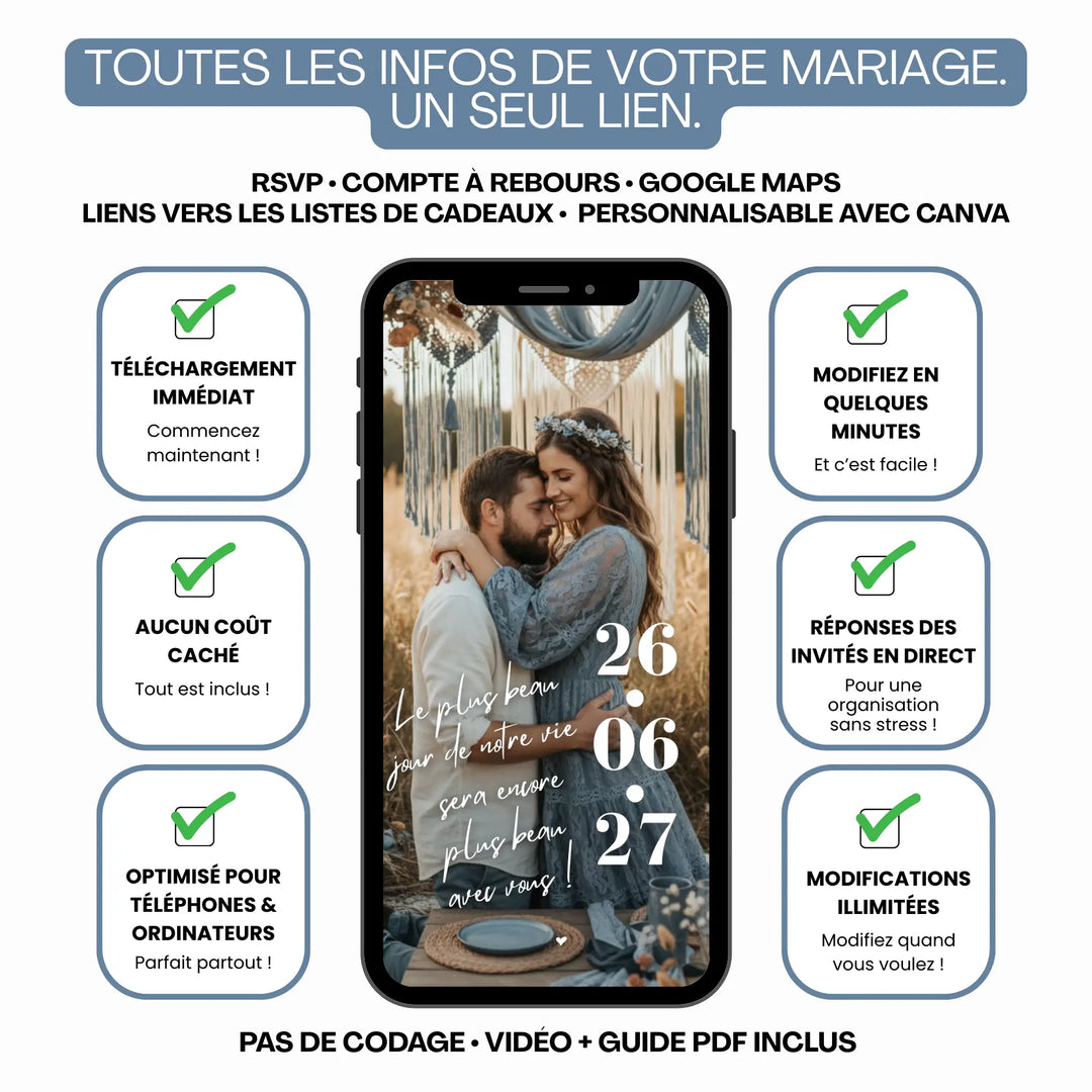 Pourquoi un site de mariage est facile, personnalisable, économique par rapport à un faire-part mariage classique.