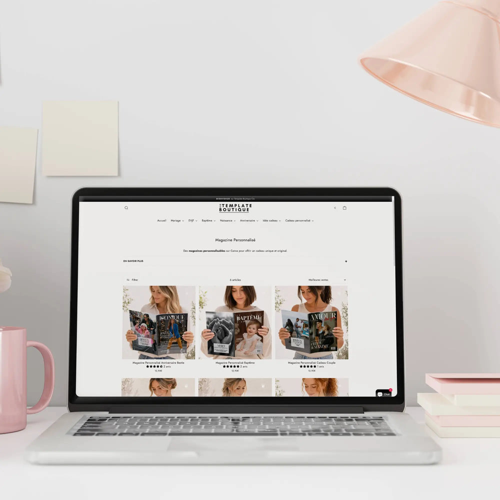 Photo d'un écran d'ordinateur sur la collection magazines personnalisés avec Canva.